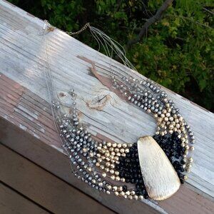 Jules b beaded black & gold necklace (J10)